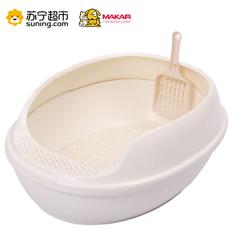 美卡(makar)膨润土型猫砂盆半封闭式三层猫厕所防外溅大猫幼猫适用 茶色
