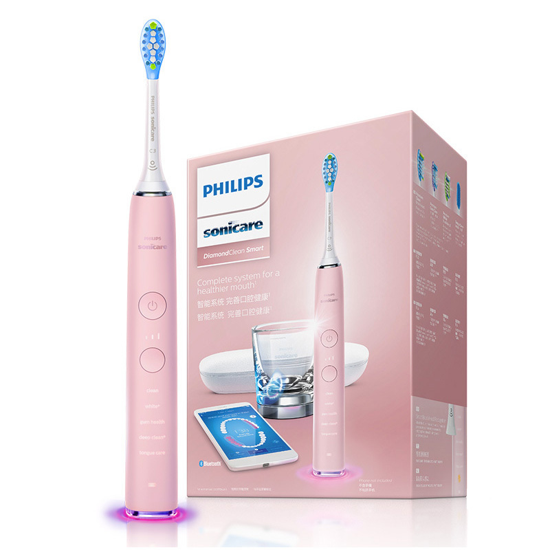 飞利浦(Philips)HX9924/22 电动牙刷 蓝牙版成人声波震动钻石系列(自带刷头*4+充电旅行盒+充电玻璃杯)