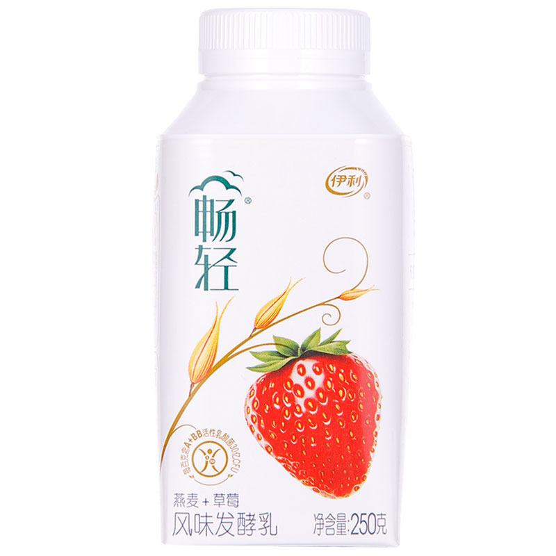 伊利畅轻风味发酵乳-燕麦+草莓酸奶250g/瓶