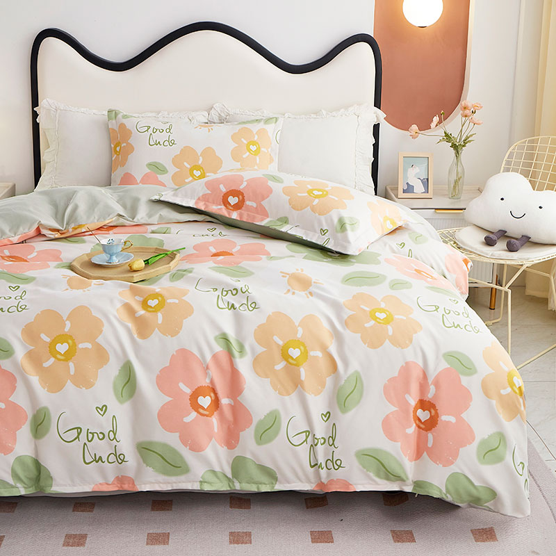 唐纳家纺 铂金棉四件套-阳光花朵 200*230CM- TN-KT24018高清大图