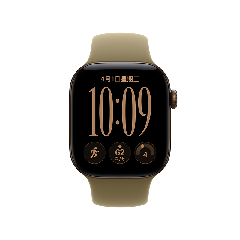 Apple Watch S12 GPS 42毫米深古铜色铝金属表壳 橄榄色运动型表带-S/M高清大图