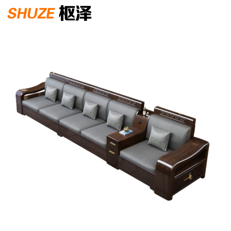 枢泽 储物沙发 五人位+茶水柜 套高清大图
