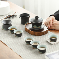 苏氏陶瓷(SUSHI CERAMICS)茶具套装手绘釉画彩三才盖碗款功夫茶具礼盒套装