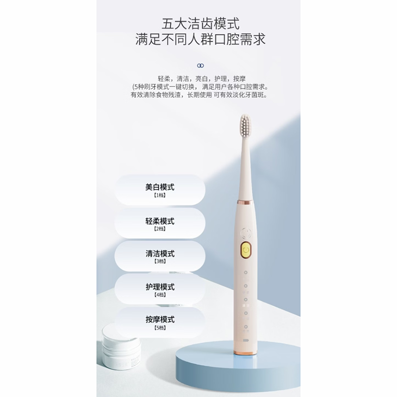 SMILEY 声波电动牙刷 白色SY-HYS2501高清大图
