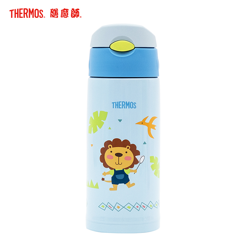 膳魔师(THERMOS)孕婴童保温杯FFG-603WF-BL儿童吸管杯带杯套双盖大容量水杯多功能保温壶 600ML