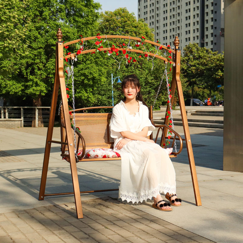 户外铁艺双人秋千庭院摇椅田园风金属成人儿童室内阳台吊椅荡秋千