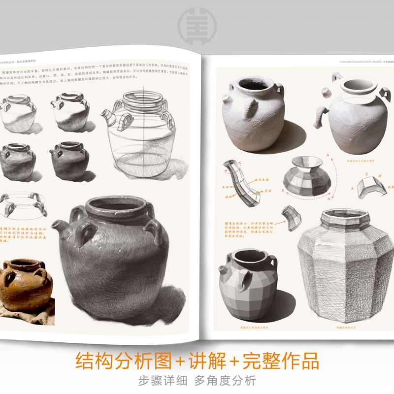 [醉染正版]彦和出版中考素描单个体静物临摹书画册照片书教程材敲门砖范本范画零基础美术初学者画画结构自学对画水果组合攻略绘高清大图