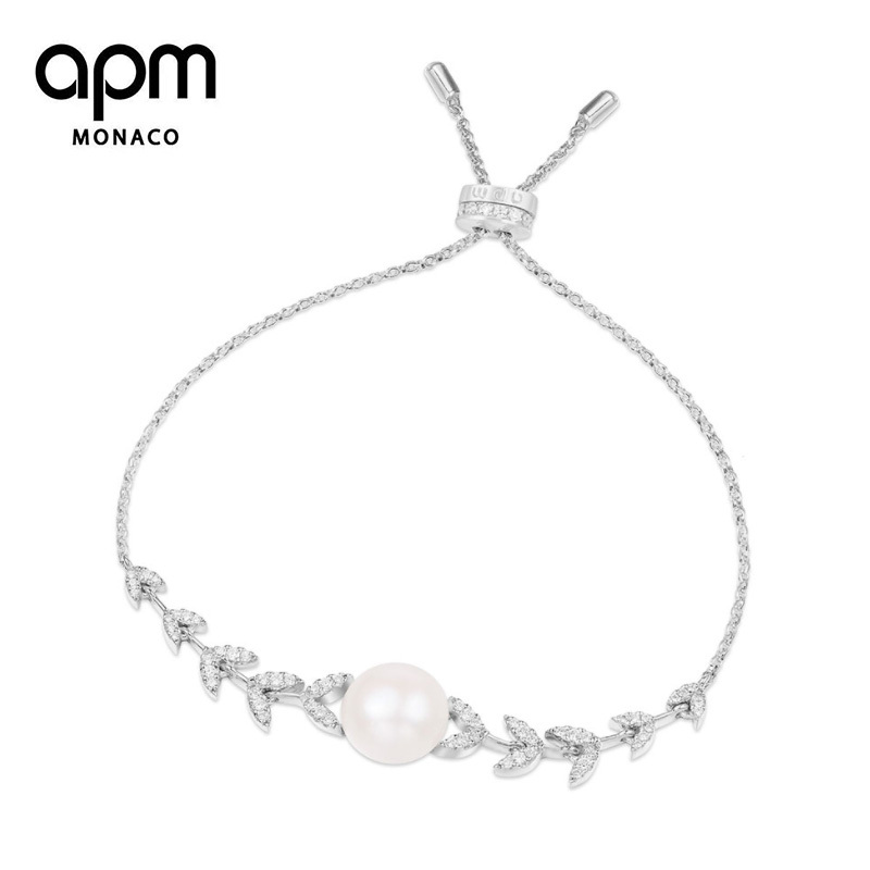 APM MONACO 女士纯银镶晶钻ETERNELLES花瓣手链配珍珠 AB3694XPL