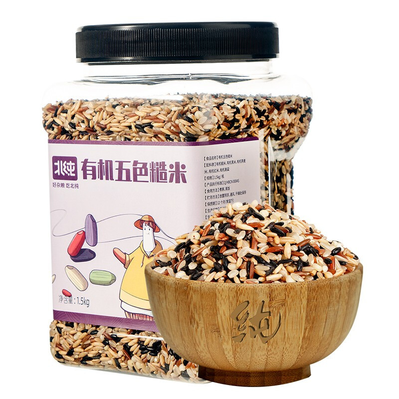 北纯 有机五色糙米 1.5kg(瓶装)高清大图