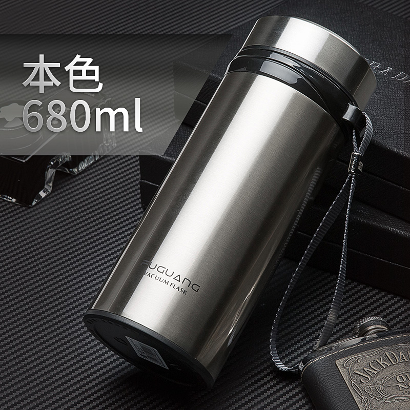 富光保温杯大容量男女士便携家用水杯商务车载茶杯真空不锈钢杯子 本色 均码