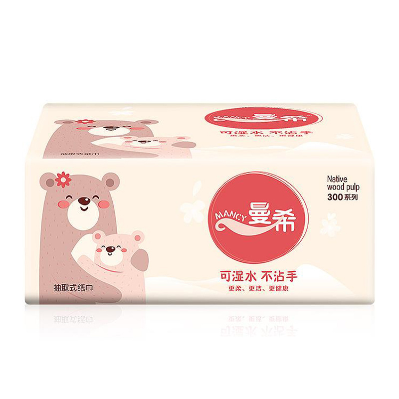 曼希300系列无香纸巾抽纸(10包/提)