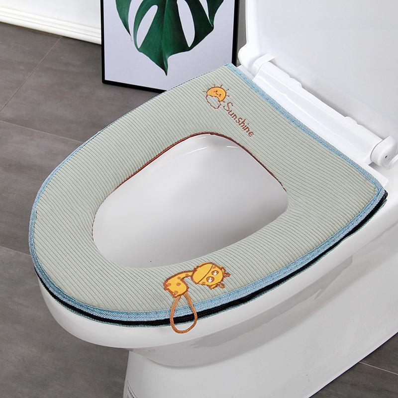 BONJEAN加厚毛绒马桶坐垫贴冬季家用防水马桶套拉链款通用坐便器垫圈 毛绒拉链款-北欧绿小鹿 默认尺寸