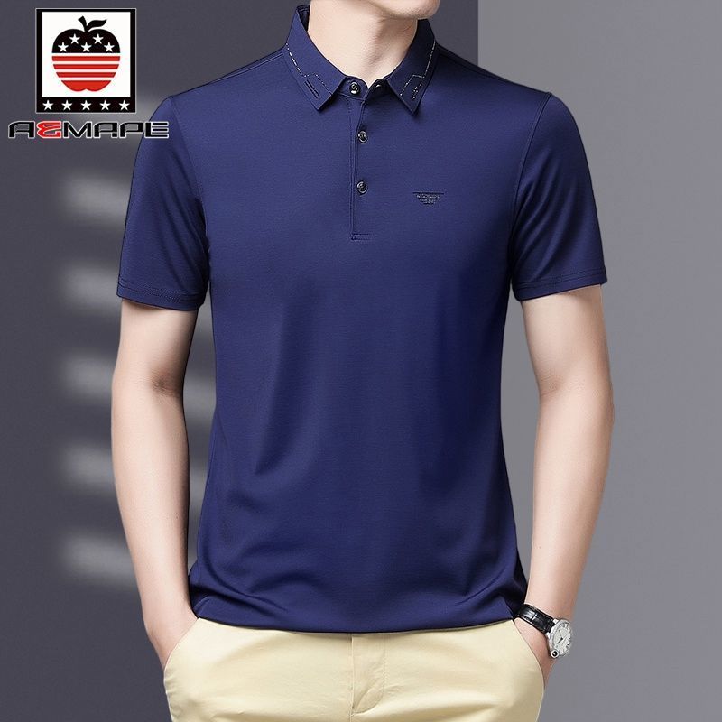 爱曼普正品男士棉POLO衫男中青老夏季休闲打底衫男大码爸爸装上衣