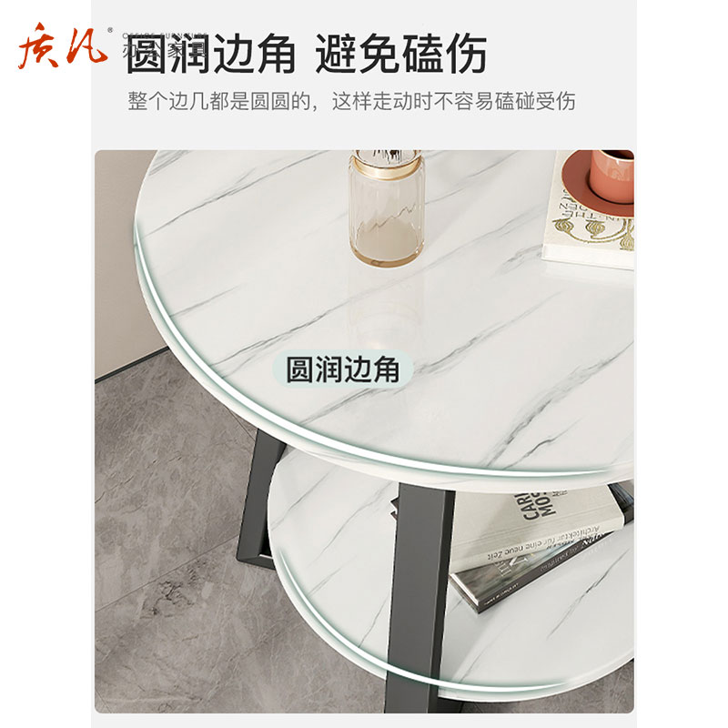苏宁 质凡 圆形茶几置物边几 60*60*50cm 不含安装高清大图