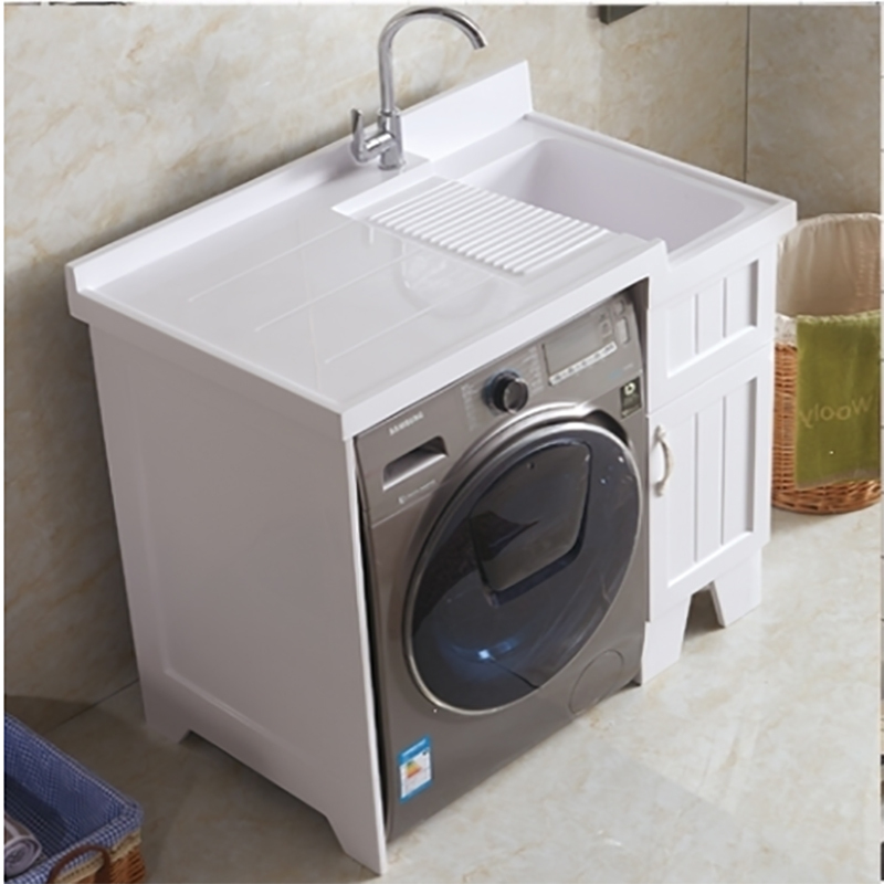 柜阳台洗衣机组合全石材玉石洗衣柜带搓板阳台一体柜160公分微晶石