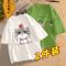 奶白色T恤女显瘦短袖2021新款宽松学生夏季半袖小众设计感上衣ins 绿(奶茶续命) 4XL