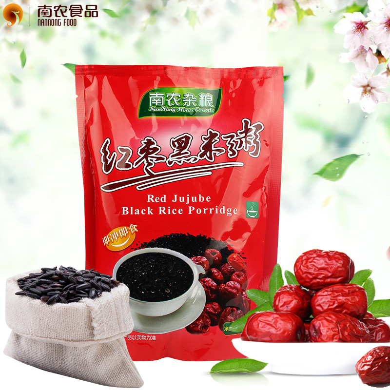 南农 营养红枣黑米粥350g*3米糊 冲饮五谷杂粮 中老年流食营养早餐谷物代餐粉