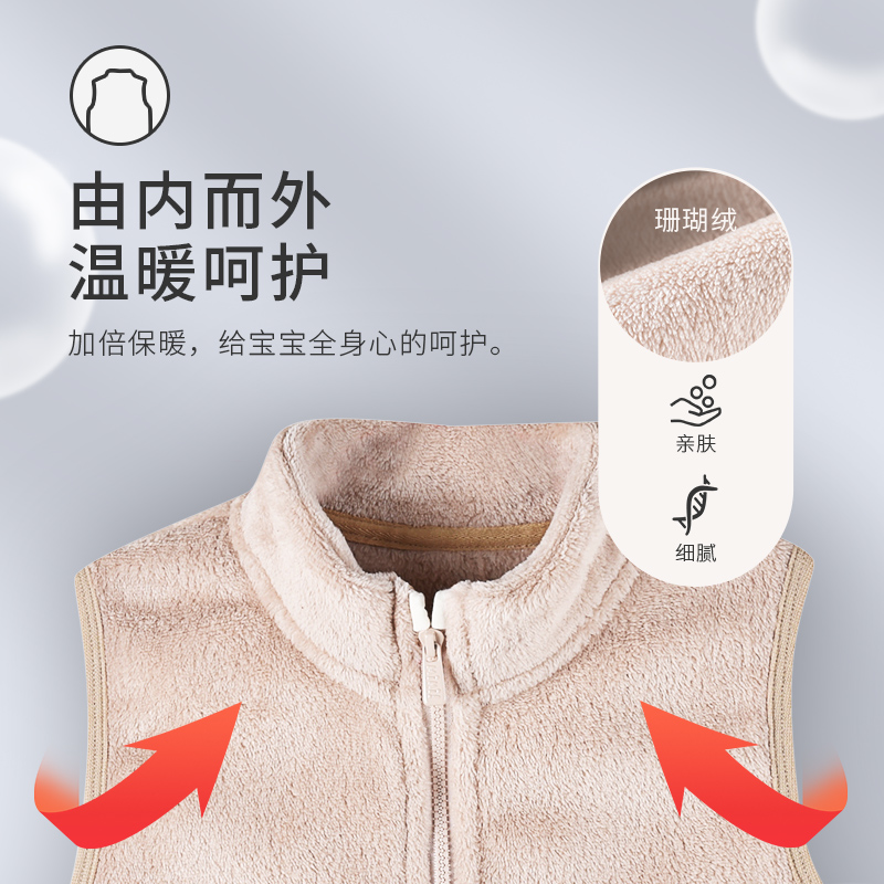 [一口价29元]铅笔俱乐部童装男女小童马甲年秋冬珊瑚绒保暖宝宝背心外套高清大图