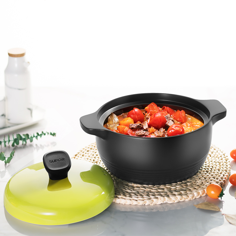 精选苏泊尔砂锅陶瓷炖锅煲汤炖锅沙锅炖锅炖汤锅家用燃气陶瓷煲汤锅煲