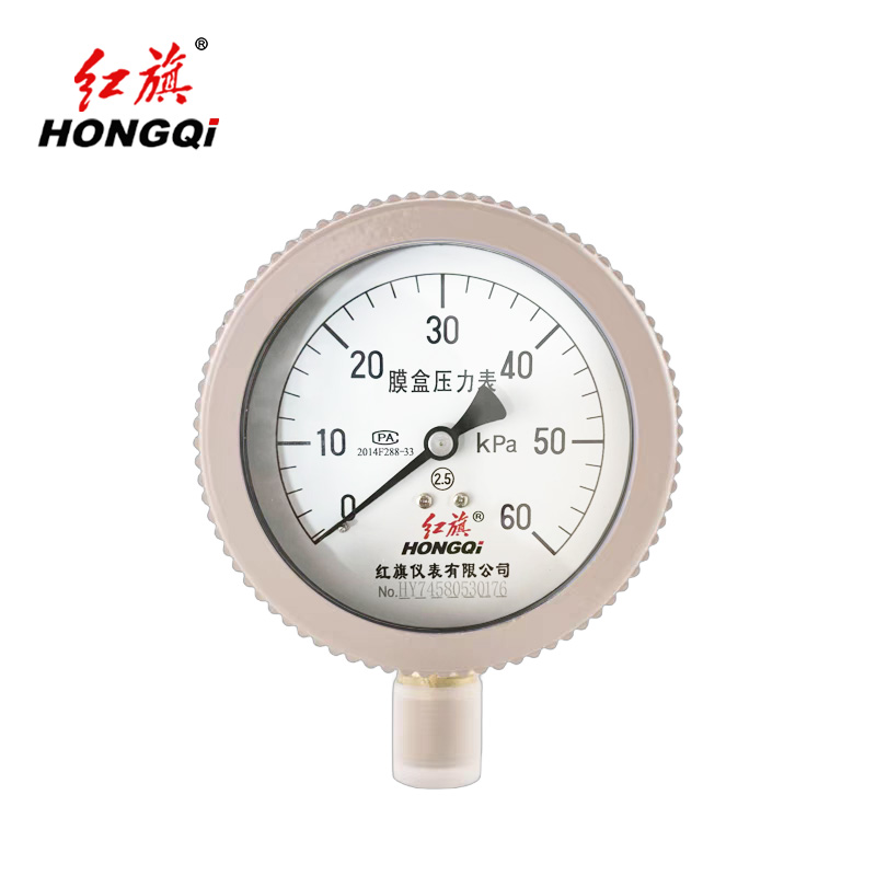 红旗 膜盒压力表 YE100 0-60Kpa 块高清大图