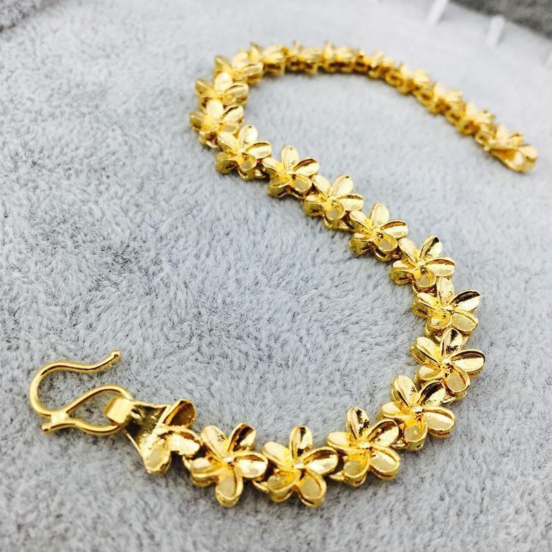 新款金星星花朵仿黄金手链女越南沙金手链时尚百搭饰品不色送女朋友老婆生日礼物送女朋友七夕情人节礼物