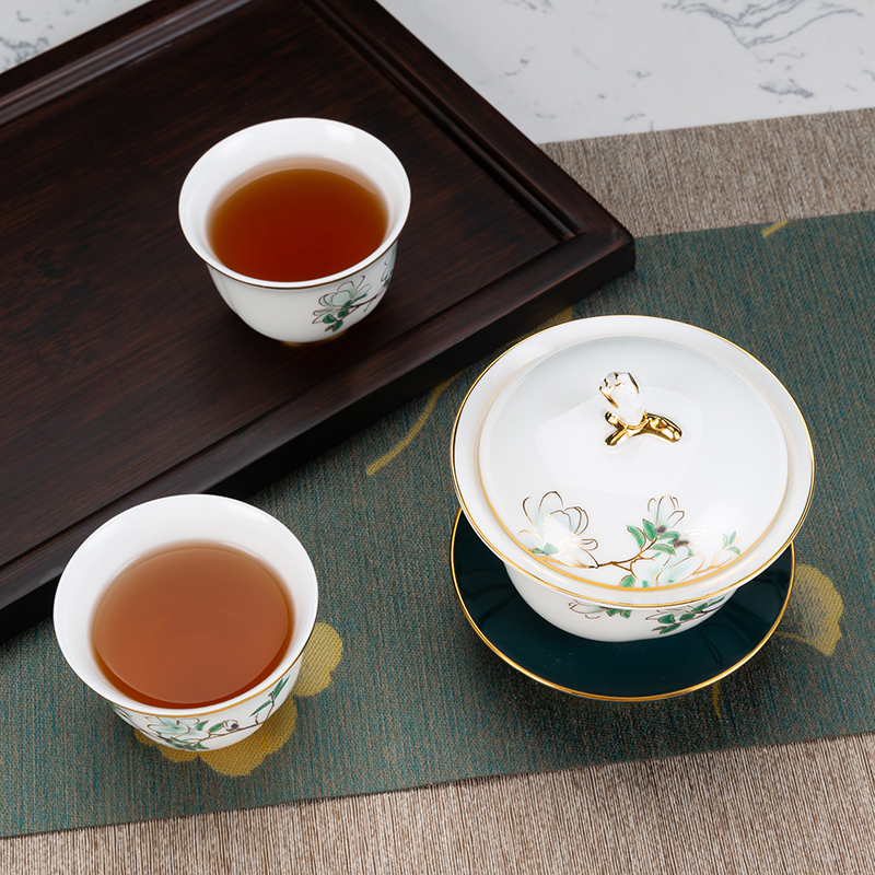 Gao Chun Ceramics 高淳陶瓷茶备茶具套装家用办公室轻奢高端功夫茶杯盖碗礼盒装专柜同款 春和景明茶备一茶备高清大图