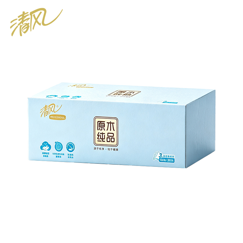 清风 A336GW 幸运草系列 3层100抽/盒 3盒/提 盒装面纸(计价单位:提)高清大图