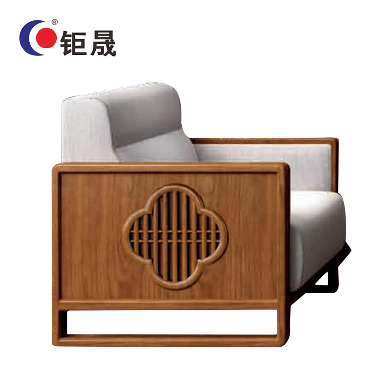 钜晟 新中式酒店办公沙发布艺沙发简约沙发单人位商务接待沙发JS-GLZF-2012