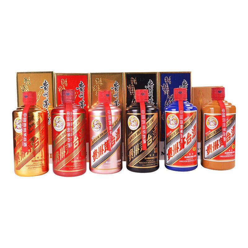 茅台 贵州茅台酒 六六大顺(金红玫瑰金黑蓝黄)53度 500ml*6瓶 酱香型白酒