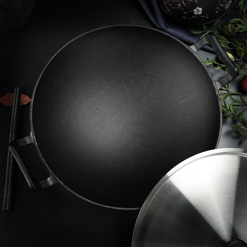 炊大皇(COOKERKING)炒锅 铁器世家二号双耳炒锅 精铸铁锅无涂层铁锅明火炉灶专用WG41432高清大图