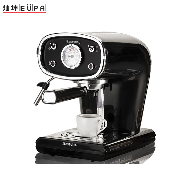 灿坤(Eupa)复古意式咖啡机TSK-1163A蒸汽式家用咖啡机半自动煮咖啡壶 黑色
