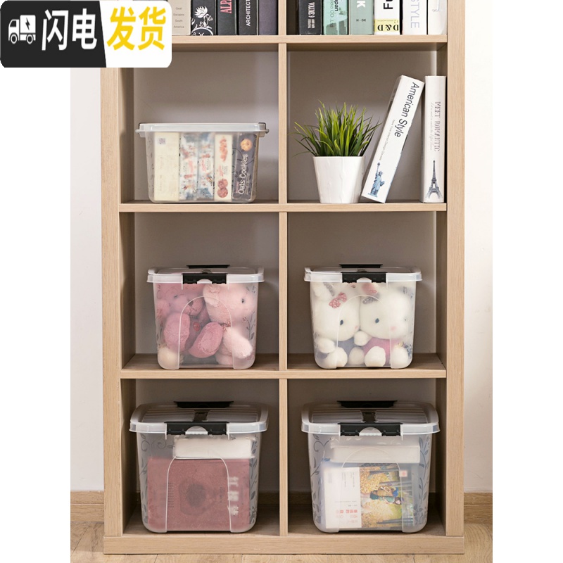 三维工匠透明印花收纳箱塑料大号玩具衣服整理 箱小号盒子收纳盒储物箱高清大图