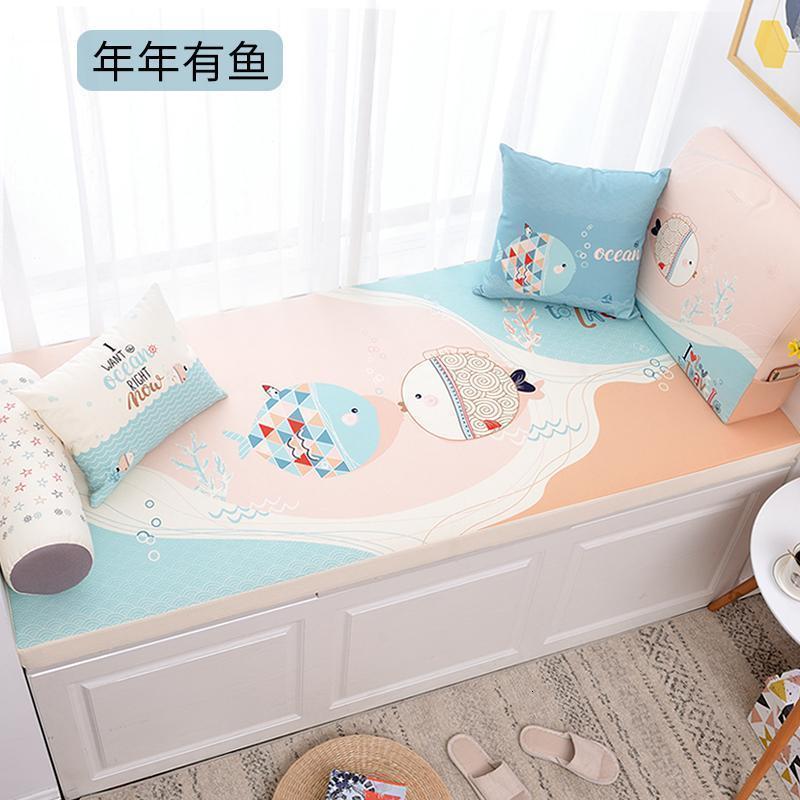 BONJEAN飘窗垫窗台垫榻榻米垫卡座简约现代阳台垫子飘窗台垫四季通用定做 年年有鱼厚度可选：3/5/8/10/12cm