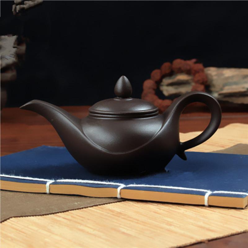 紫砂壶素面长嘴茶壶泥壶神灯壶特色摆设装饰可养泡茶壶紫砂茶壶 红色