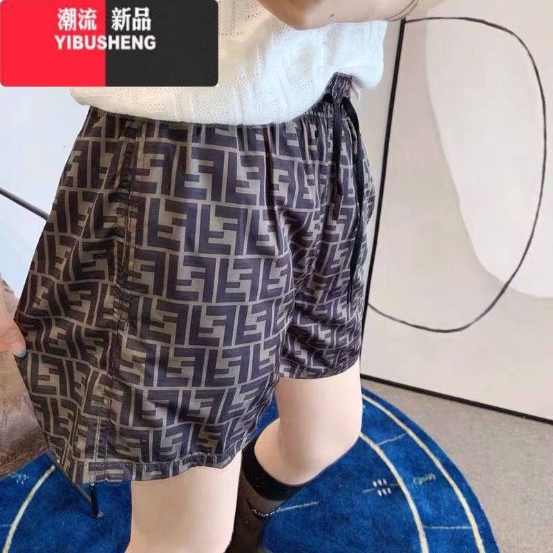 YIBUSHENG港味休闲运动短裤女季薄款高腰宽松显瘦碎花短裤直筒阔腿打底裤