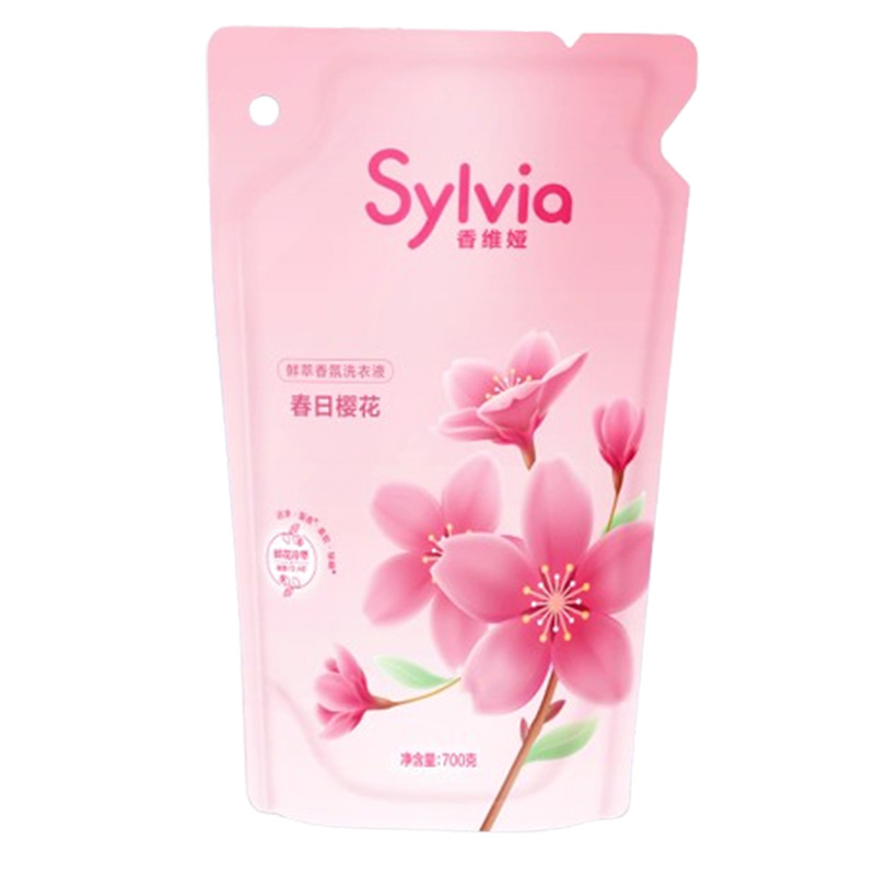 立白洗衣精华液香味持久春日樱花洗衣液700g*1袋+桃桃留香珠22g*1袋