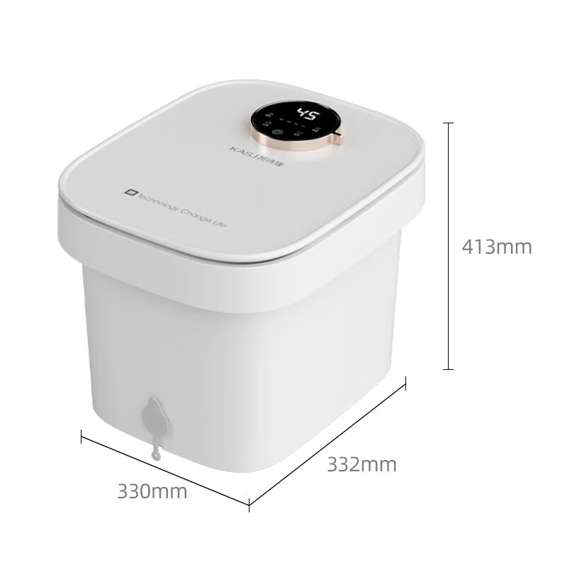 凯诗捷KASJ-T6-WHITE足部按摩器足浴盆自动按摩泡脚桶泡脚盆加热洗脚盆足疗盆 明月白 1个(单位:个)