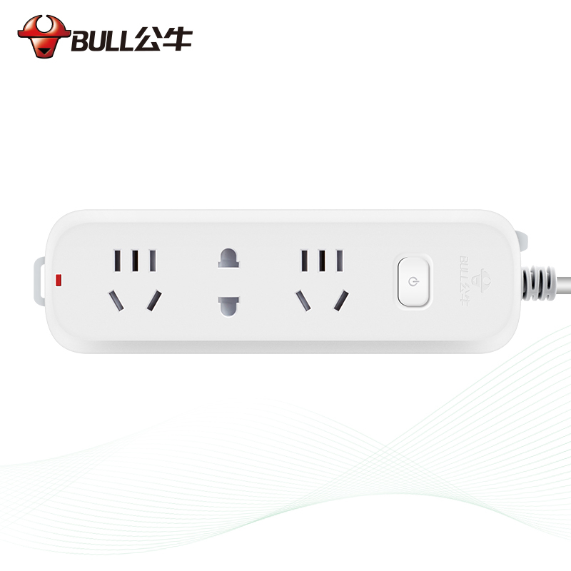 公牛(BULL)插座 GN-B5120 新国标3插位总控开关全长1.8米 带保护门电源插座/接线板/拖线板