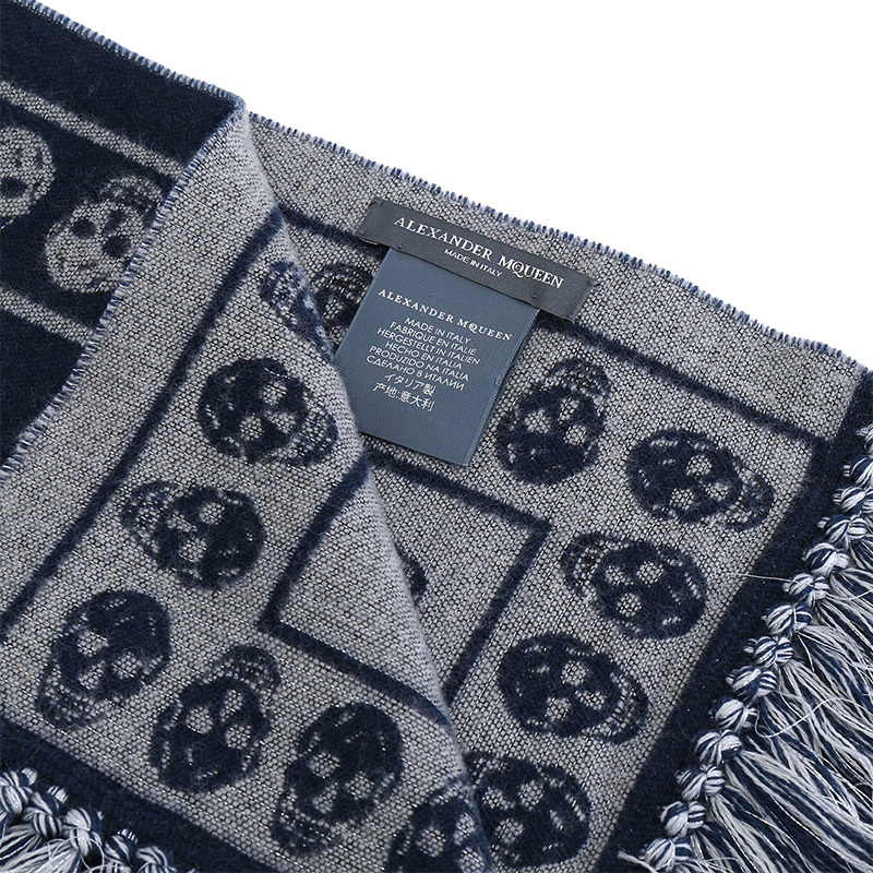 ALEXANDER MCQUEEN 亚历山大·麦昆 女士黑色红色纯羊毛流苏围巾黑色 358929 3A81Q 4063