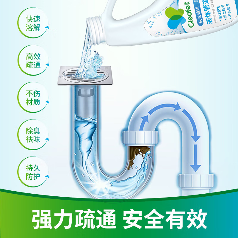 净安 管道疏通剂 马桶管道地漏清洁剂 480g*3高清大图