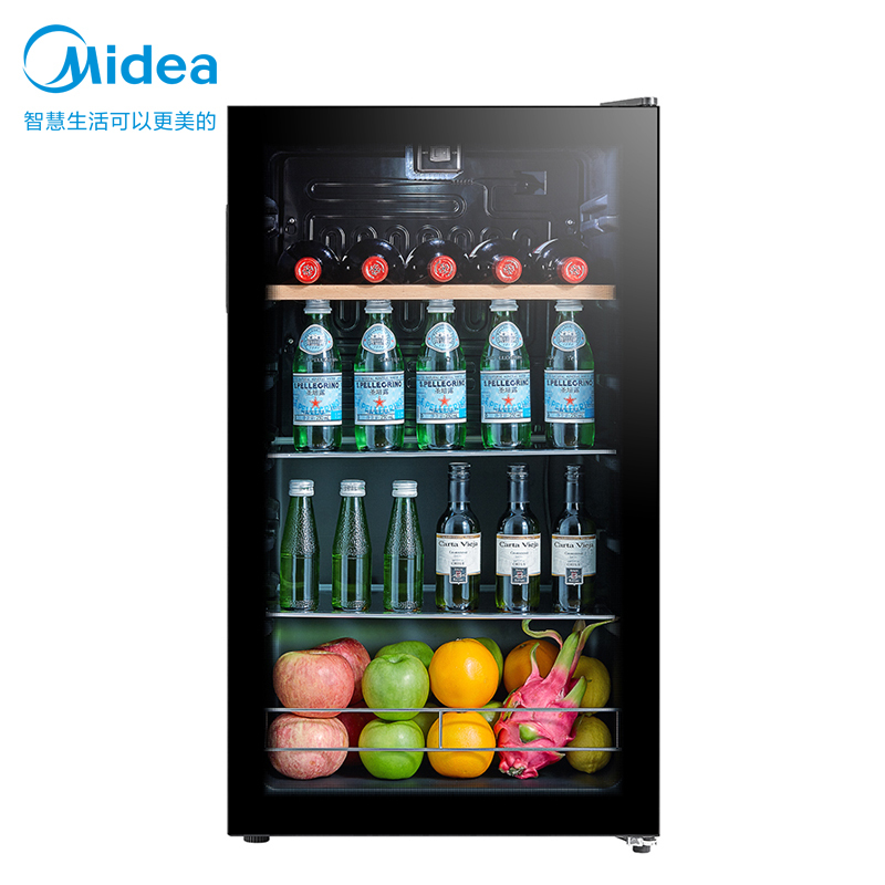 美的(Midea)95升 家用红酒柜冰吧 冷藏雪茄酒柜 一级能效 宽幅控温玻璃冰柜 JC-95GMA(E)