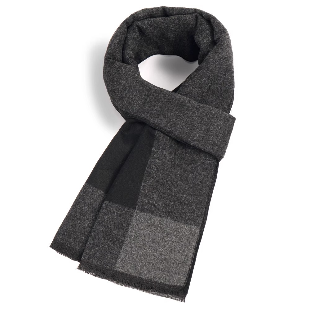 围巾男中老年冬季格子保暖羊毛加厚老人围脖男士高档爸爸冬款 XYTR-08