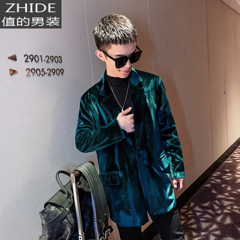 SUNTEK潮牌风衣男韩版潮流帅气中长款毛呢外套2021春秋季新款仿貂皮大衣风衣高清大图