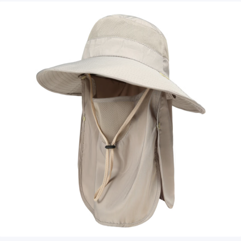 京瑞翔(JingRX)防晒帽子男士钓鱼帽夏季渔夫帽户外登山太阳帽遮脸遮阳帽 M码 浅灰色 2个起订