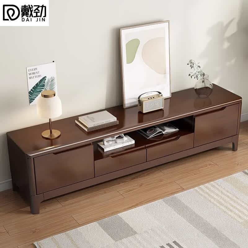 戴劲现代简约电视柜小户型多尺寸家用电视柜 胡桃色1200*400*480mm高清大图