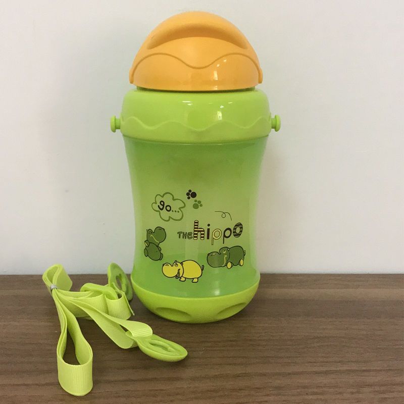 欧贝妮tritan带手柄背带学饮杯吸管水杯儿童宝宝喝水杯防漏防呛pp材质