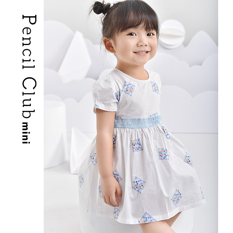 [8折价:35.2元]铅笔俱乐部童装小童连衣裙薄款2022夏装女童裙子纯棉舒适印花
