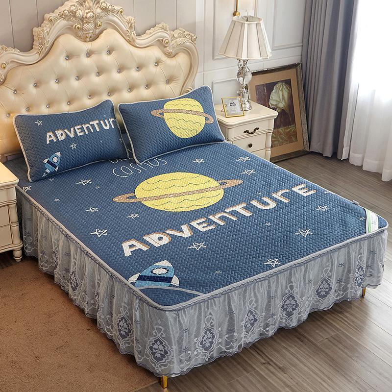 家柏饰(CORATED)可水洗折叠天丝空调软席床裙款1.8m冰丝凉席米三件套夏天夏季机洗 星际旅行 1.8m（6英尺）床