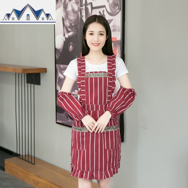 韩版时尚双层棉围裙定制logo餐厅厨房奶茶咖啡店画画男女工作服 三维工匠