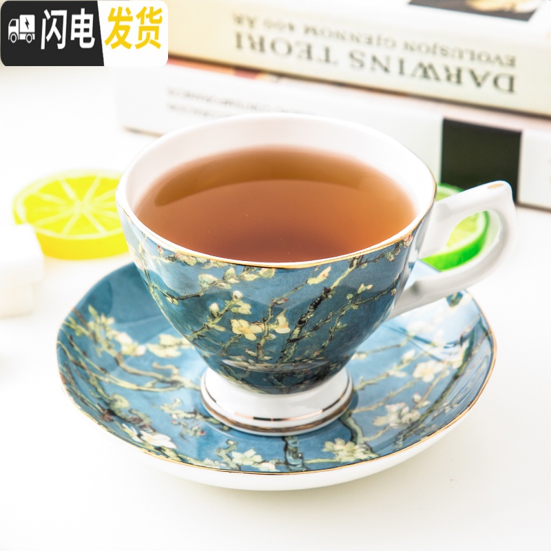 三维工匠梵高欧式骨瓷咖啡杯欧式小创意个性陶瓷杯带勺现代轻奢礼盒装马克杯高清大图